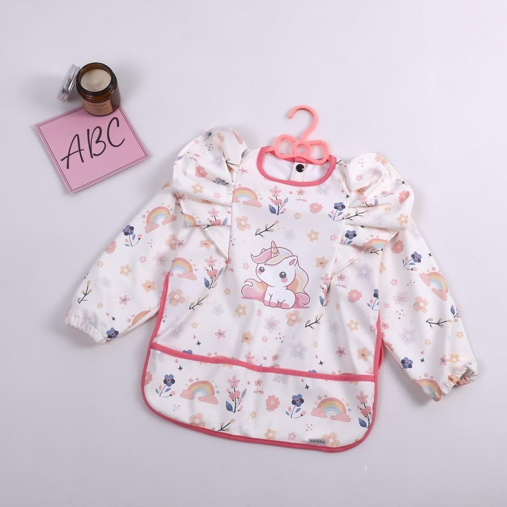 ANFRAIG Long Sleeve Bibs for Babies. Waterproof Baby Bibs for Eating are Toddler Bibs with Sleeves and Baby Food Catcher - Image 5